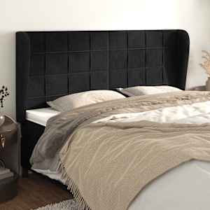 Čelo postele typu ušák černé 183x23x118/128 cm samet - obrázek 1