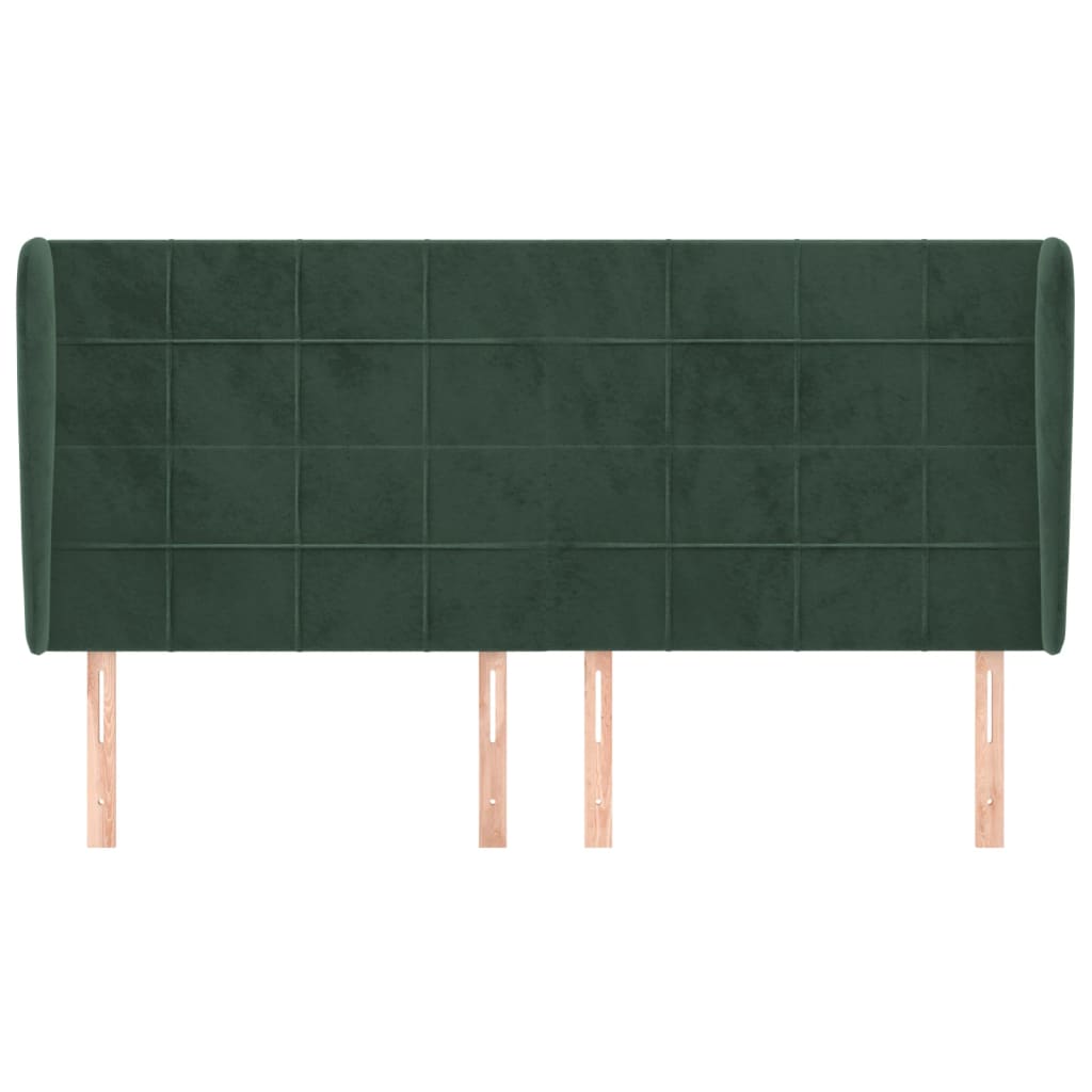 vidaXL Hoofdbord met randen 183x23x118/128 cm fluweel donkergroen afbeelding