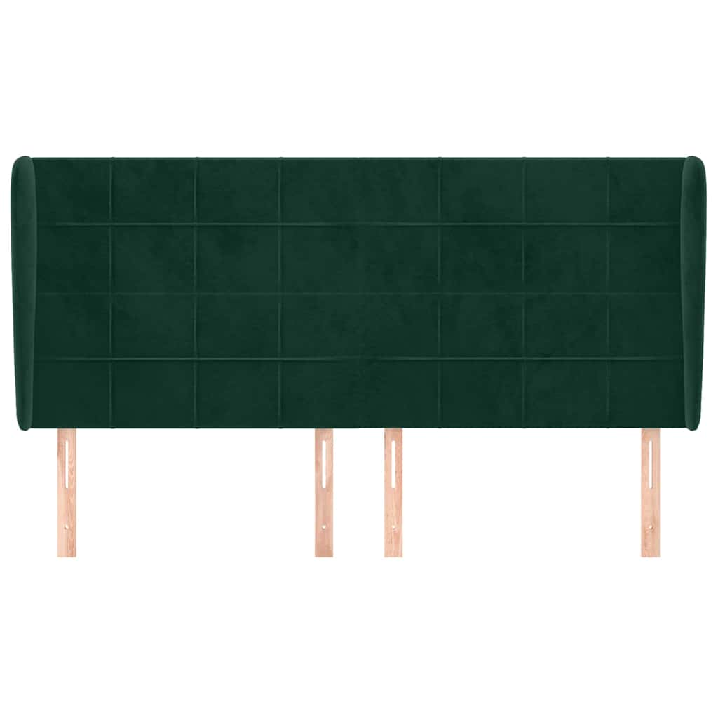 vidaXL - Hoofdbord - met - randen - 183x23x118/128 - cm - fluweel - donkergroen