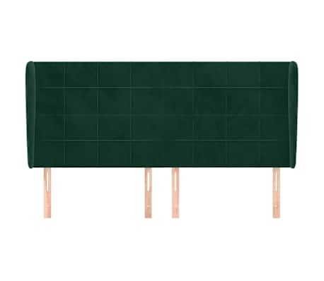 vidaXL T&ecirc;te de lit avec oreilles Vert fonc&eacute; 183x23x118/128 cm Velours