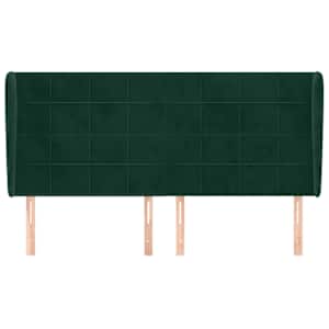 vidaXL T&ecirc;te de lit avec oreilles Vert fonc&eacute; 183x23x118/128 cm Velours
