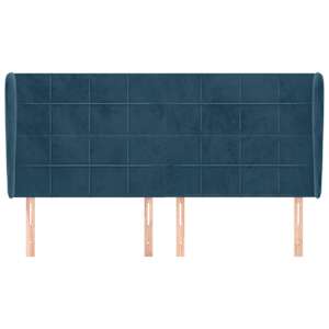 Čelo postele typu ušák tmavě modrá 183x23x118/128 cm samet - obrázek 3