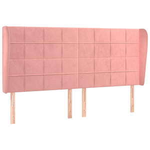 Čelo postele typu ušák růžová 183x23x118/128 cm samet - obrázek 2