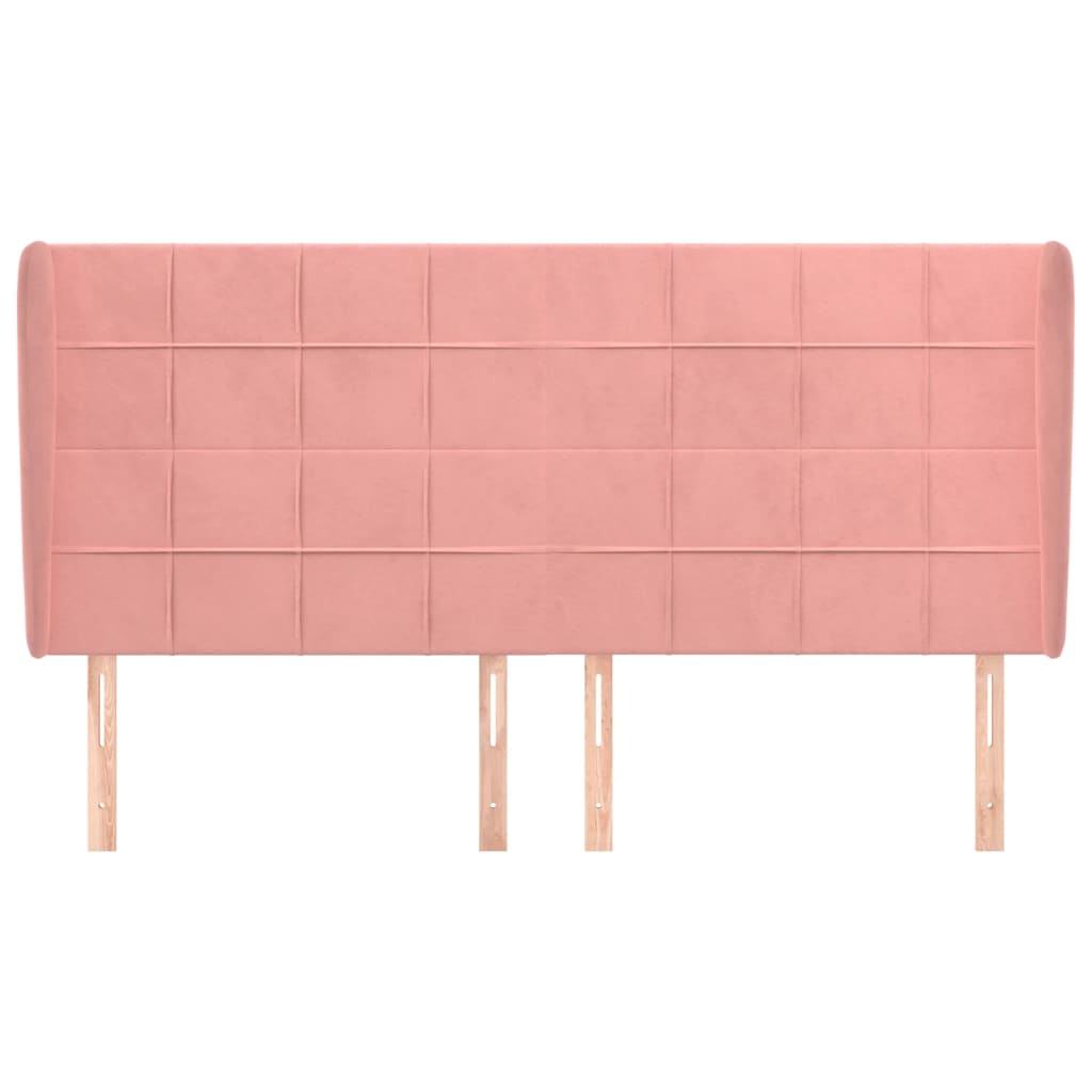 vidaXL Hoofdbord met randen 183x23x118/128 cm fluweel roze afbeelding