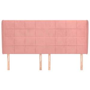 Čelo postele typu ušák růžová 183x23x118/128 cm samet - obrázek 3