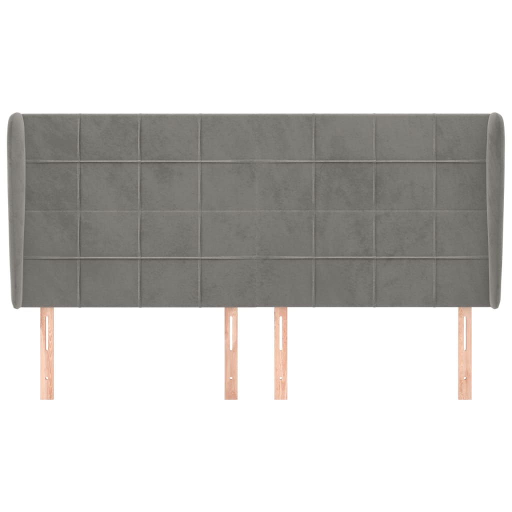 vidaXL Hoofdbord met randen 203x23x118/128 cm fluweel lichtgrijs afbeelding