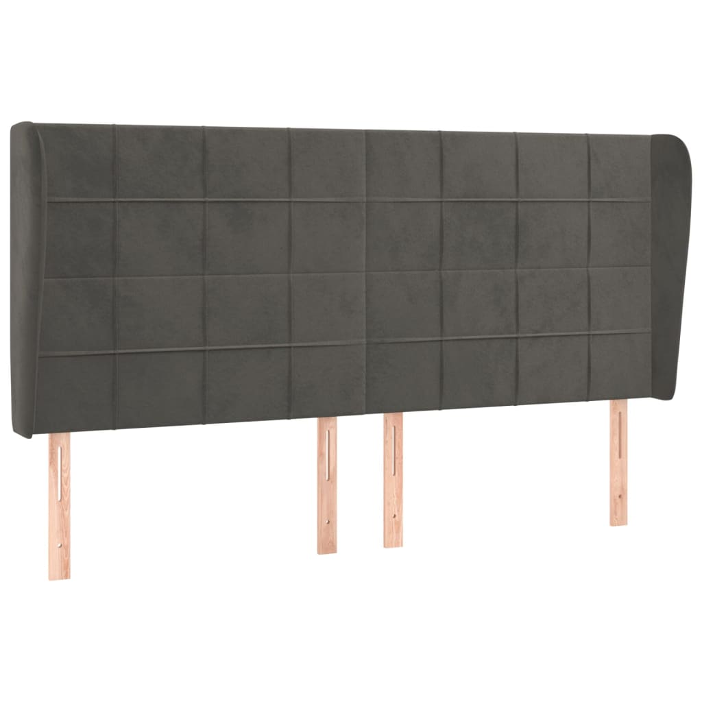 vidaXL Vzglavje z ušesi temno sivo 203x23x118/128 cm žamet