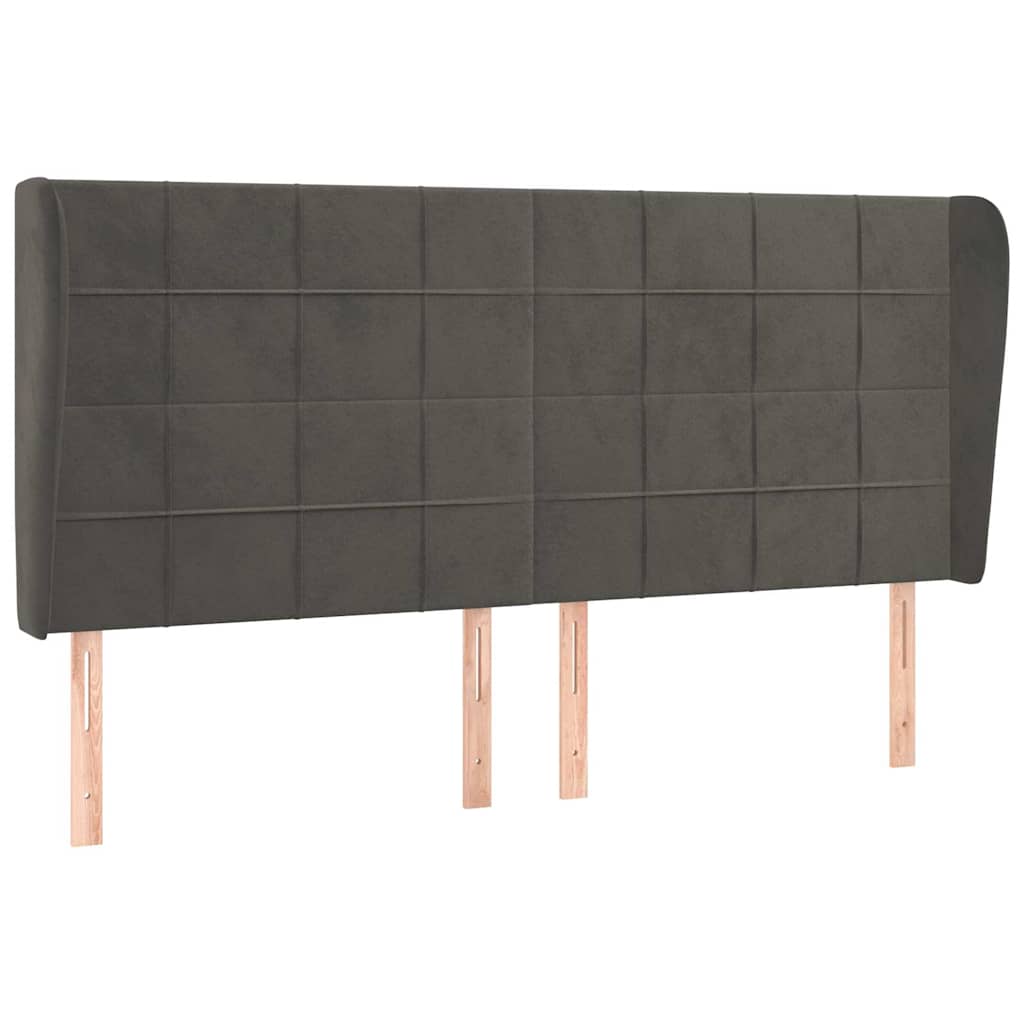 vidaXL Čelo postele typu ušák tmavě šedé 203x23x118/128 cm samet