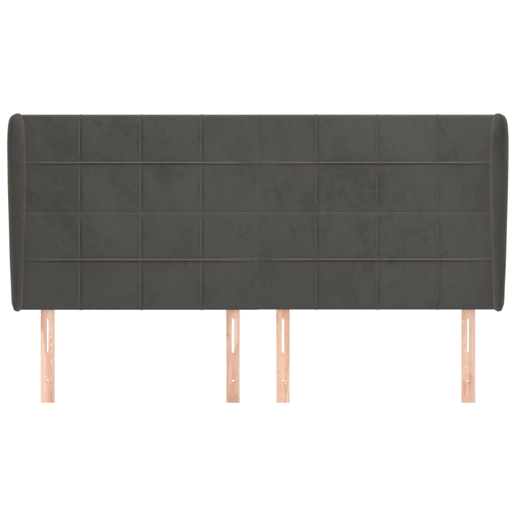 vidaXL Hoofdbord met randen 203x23x118/128 cm fluweel donkergrijs afbeelding