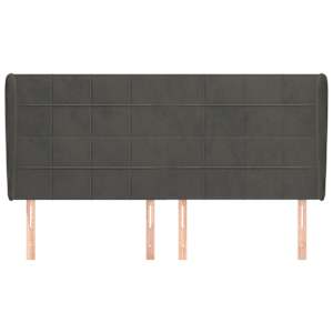 Čelo postele typu ušák tmavě šedé 203x23x118/128 cm samet - obrázek 3