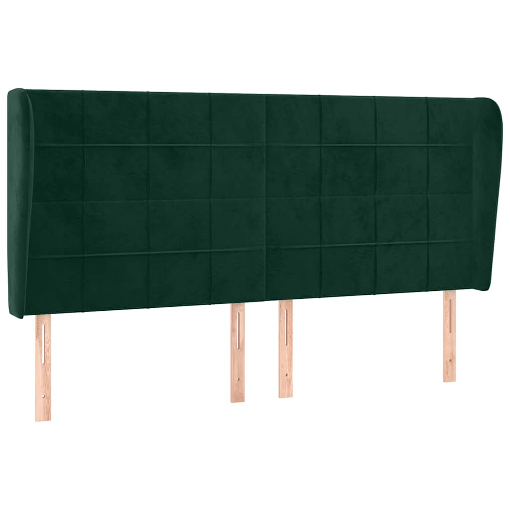 vidaXL Čelo postele typu ušák tmavě zelená 203x23x118/128 cm samet