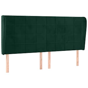 Čelo postele typu ušák tmavě zelená 203x23x118/128 cm samet - obrázek 2