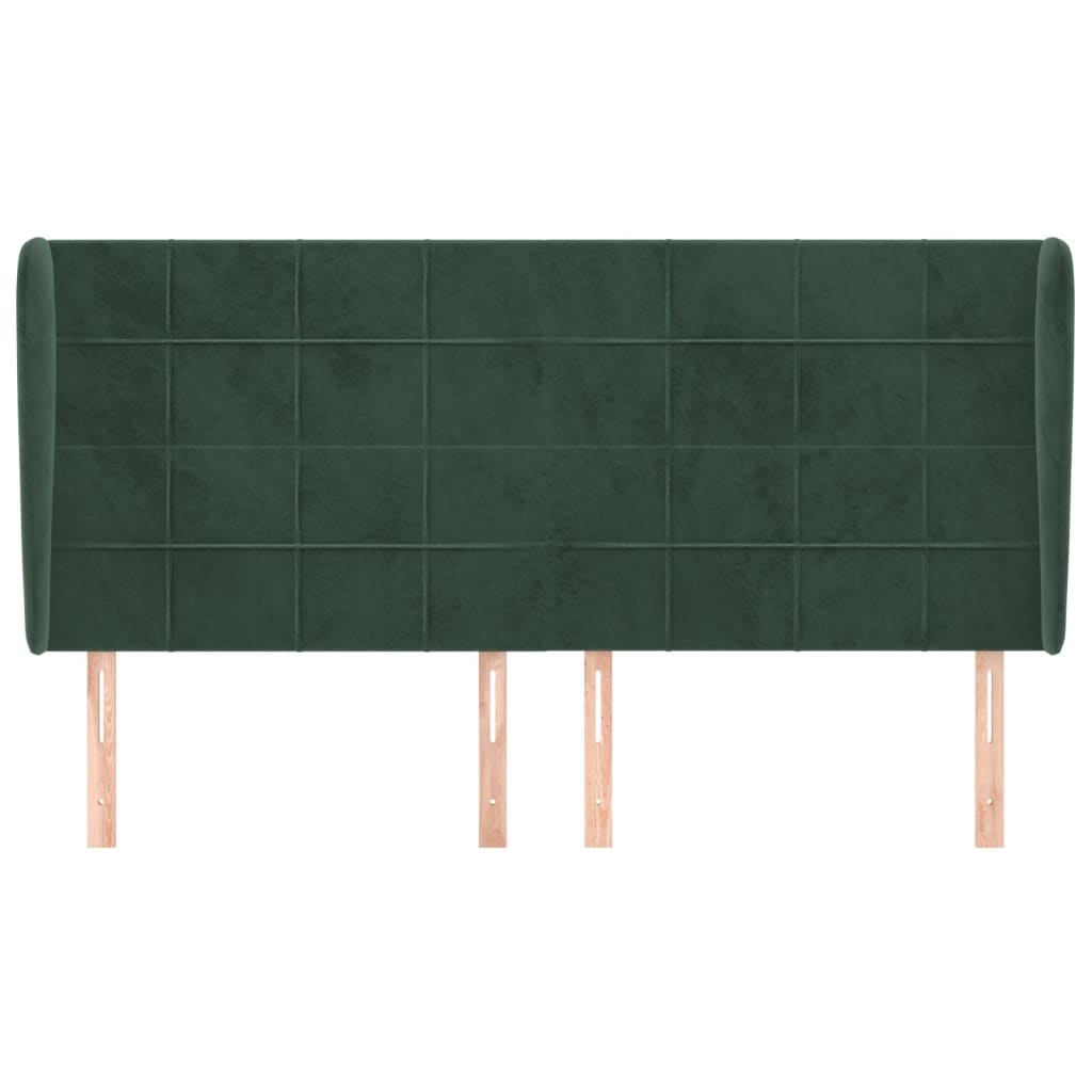vidaXL Hoofdbord met randen 203x23x118/128 cm fluweel donkergroen afbeelding