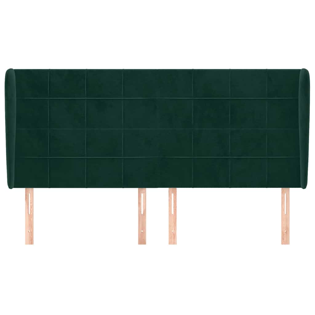 vidaXL Hoofdbord met randen 203x23x118/128 cm fluweel donkergroen groen, foto 2