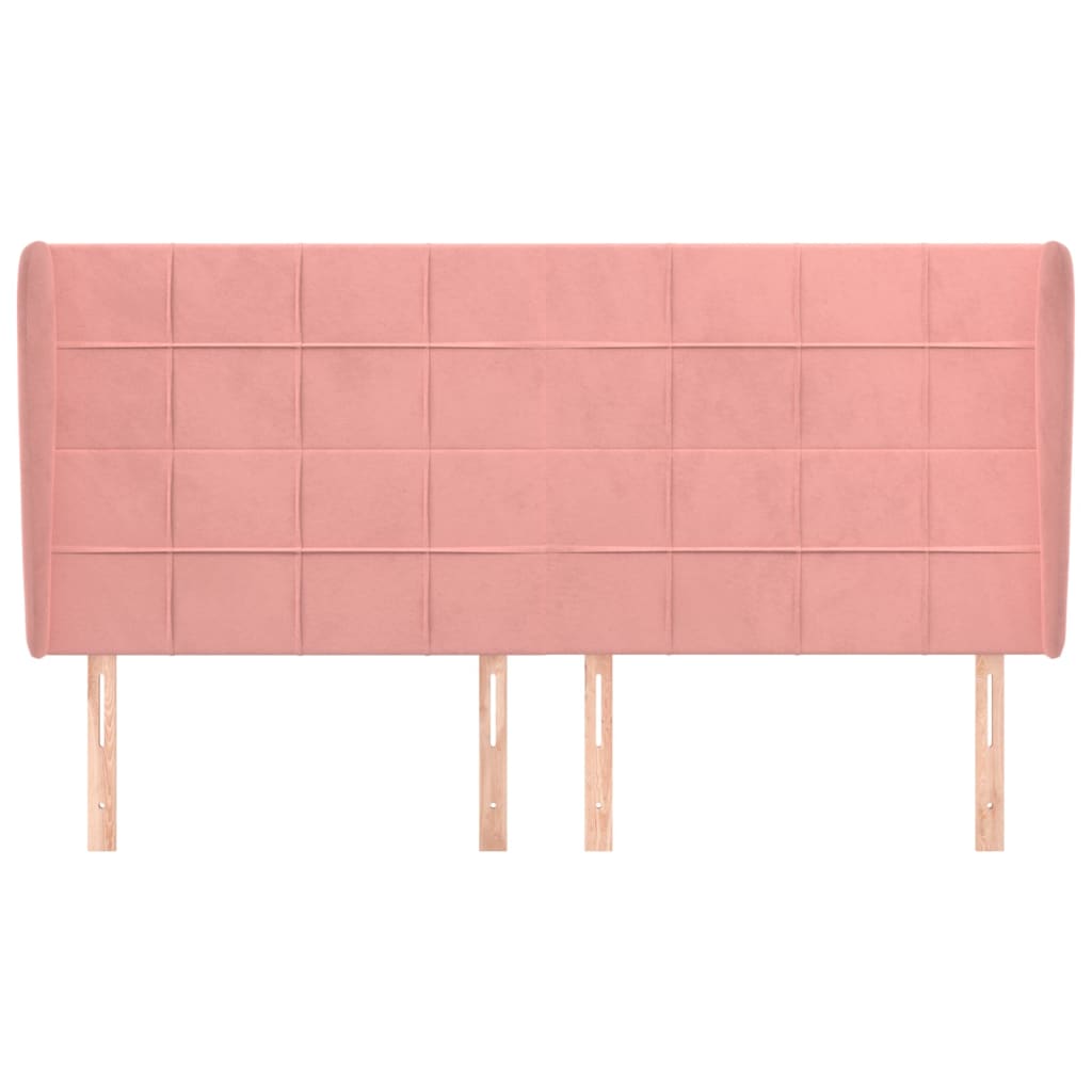 vidaXL Hoofdbord met randen 203x23x118/128 cm fluweel roze afbeelding