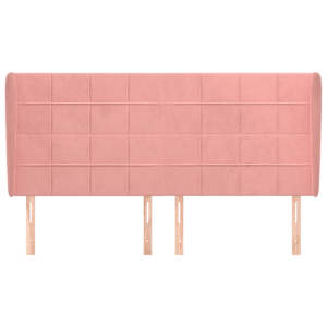 Čelo postele typu ušák růžová 203x23x118/128 cm samet - obrázek 3