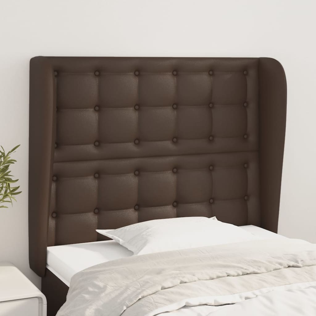 vidaXL Tăblie de pat cu aripioare, maro, 83x23x118/128 cm, piele eco