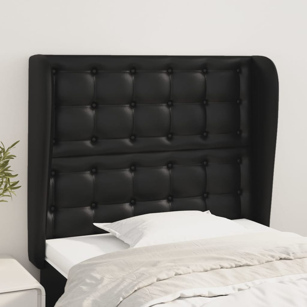 vida XL Kopfteil mit Ohren Schwarz 103x 23x 118/128 cm Kunstleder