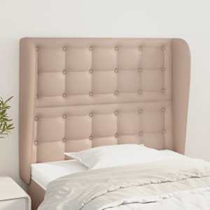 Čelo postele typu ušák cappuccino 103x23x118/128 cm umělá kůže - obrázek 1