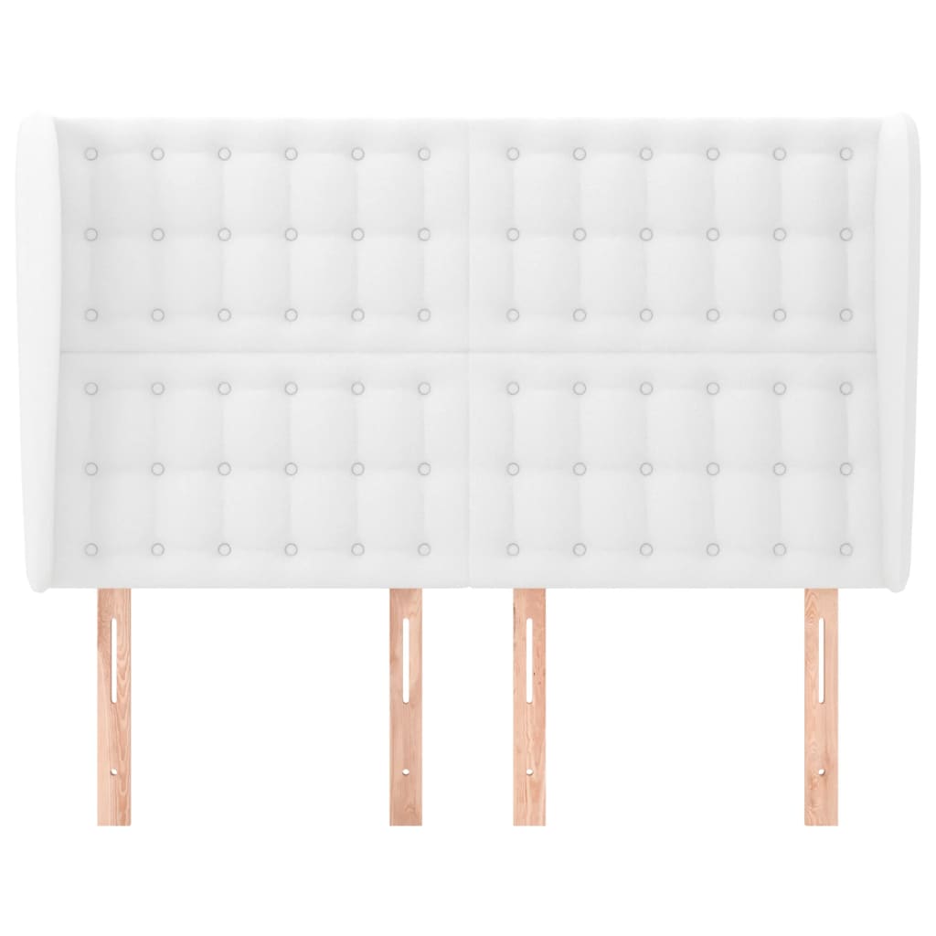 vidaXL Hoofdbord met randen 147x23x118/128 cm kunstleer wit afbeelding