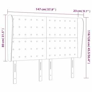 Čelo postele typu ušák krémové 147 x 23 x 118/128 cm umělá kůže - obrázek 9
