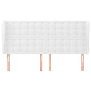 Čelo postele typu ušák bílá 163x23x118/128 cm umělá kůže - obrázek 3