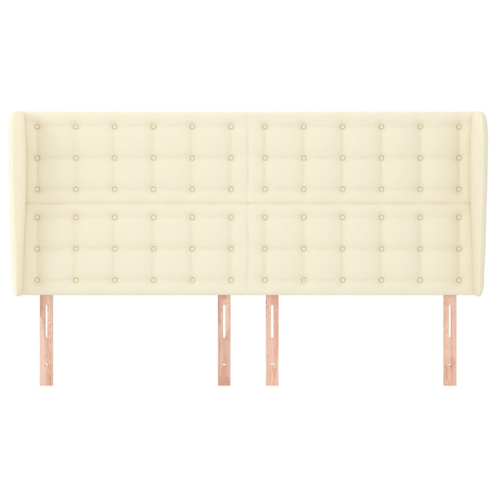 vidaXL Hoofdbord met randen 163x23x118/128 cm kunstleer crèmekleurig, foto 2