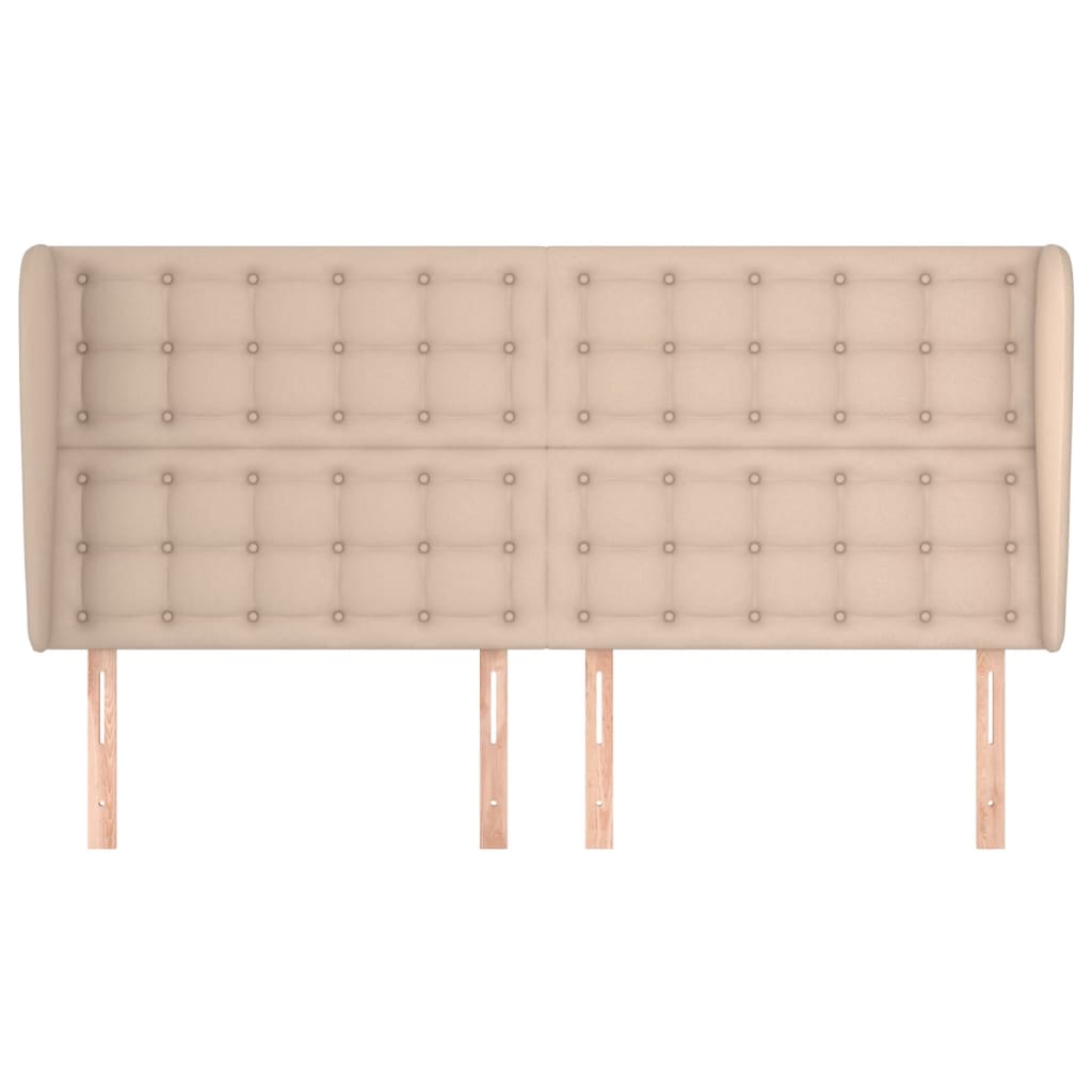 vidaXL Hoofdbord met randen 163x23x118/128cm kunstleer cappuccinokleur afbeelding