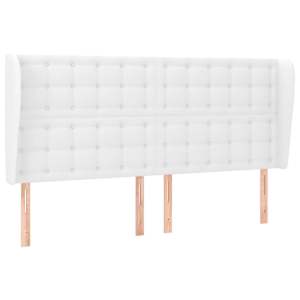 Čelo postele typu ušák bílá 183x23x118/128 cm umělá kůže - obrázek 2