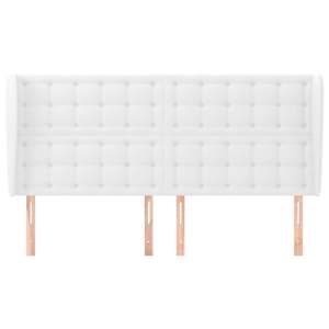 Čelo postele typu ušák bílá 183x23x118/128 cm umělá kůže - obrázek 3