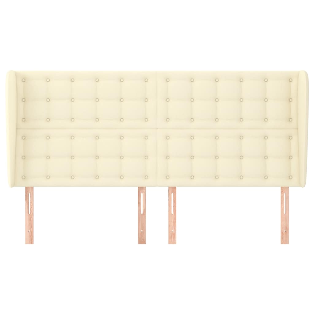 vidaXL Hoofdbord met randen 183x23x118/128 cm kunstleer crèmekleurig, foto 2