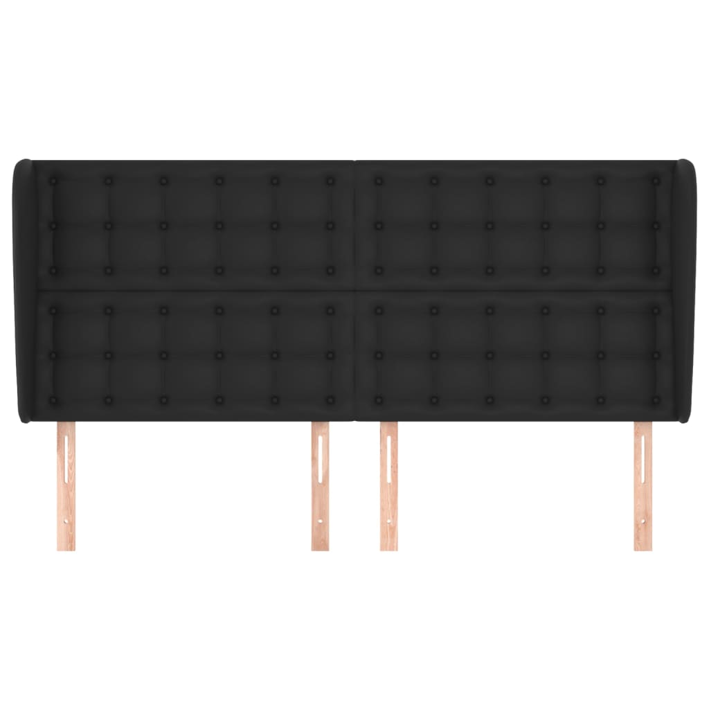 vidaXL Hoofdbord met randen 203x23x118/128 cm kunstleer zwart afbeelding