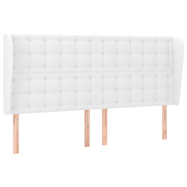 vidaXL voodipeats servadega, valge, 203x23x118/128 cm, kunstnahk