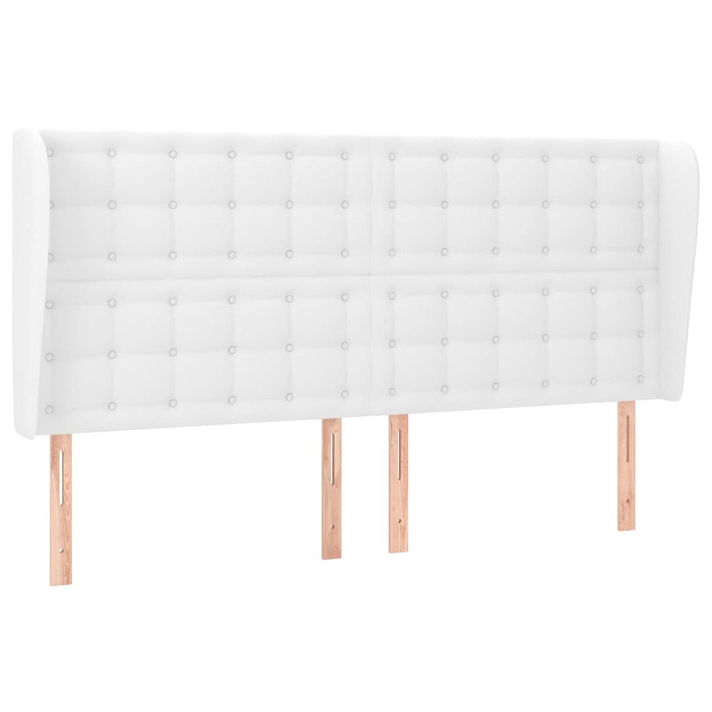 vidaXL Hoofdbord met randen 203x23x118/128 cm kunstleer wit, foto 3