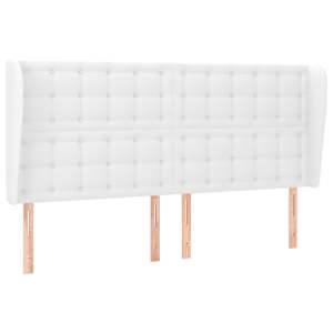 Čelo postele typu ušák bílá 203x23x118/128 cm umělá kůže - obrázek 2
