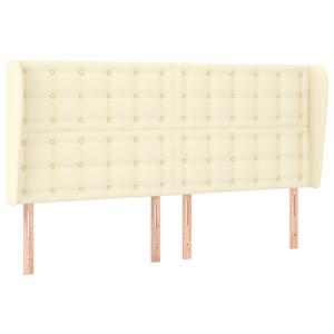 Čelo postele typu ušák krémové 203 x 23 x 118/128 cm umělá kůže - obrázek 2