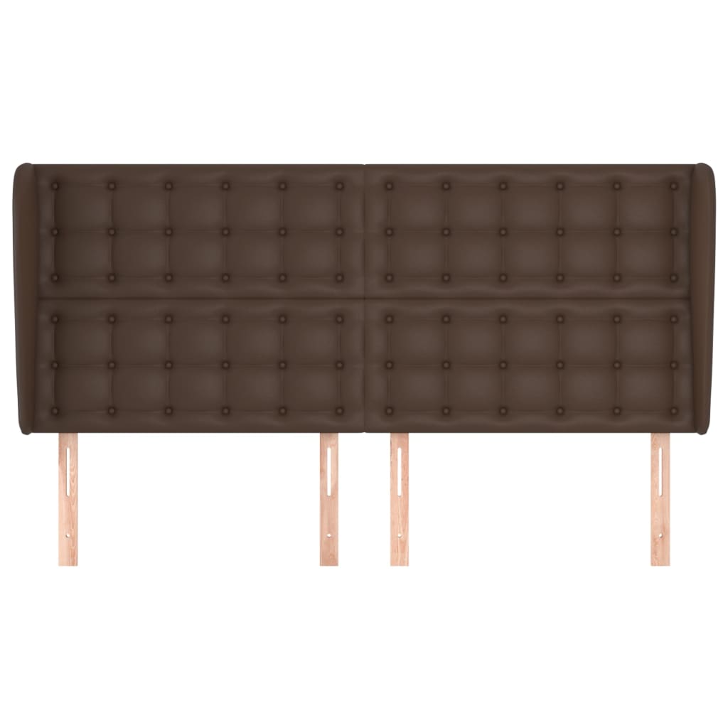 barna műbőr fejtámla szárnyakkal 203x23x118/128 cm