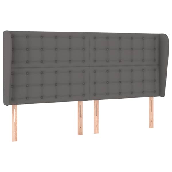 vidaXL voodipeats servadega, hall, 203x23x118/128 cm, kunstnahk