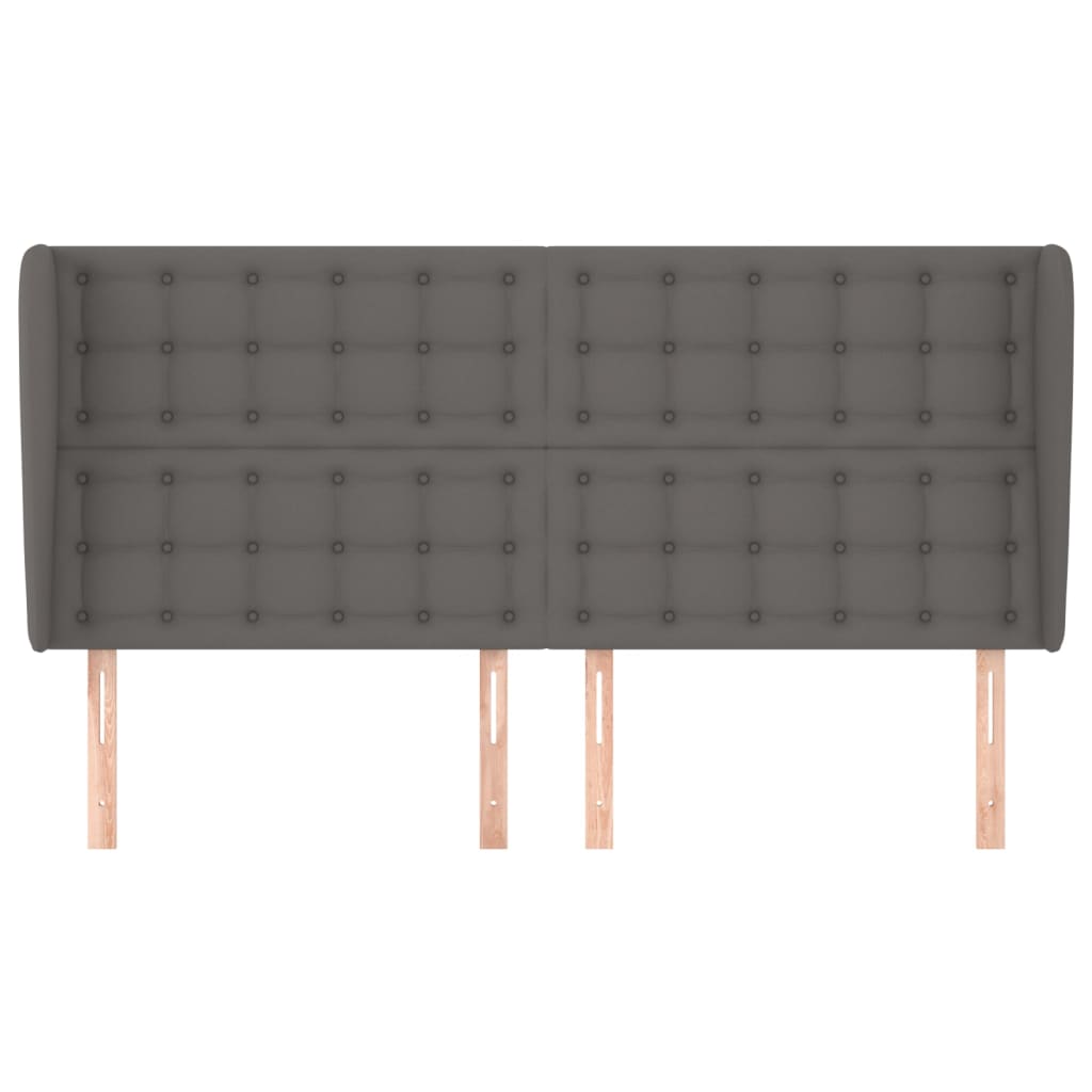 vidaXL Hoofdbord met randen 203x23x118/128 cm kunstleer grijs afbeelding