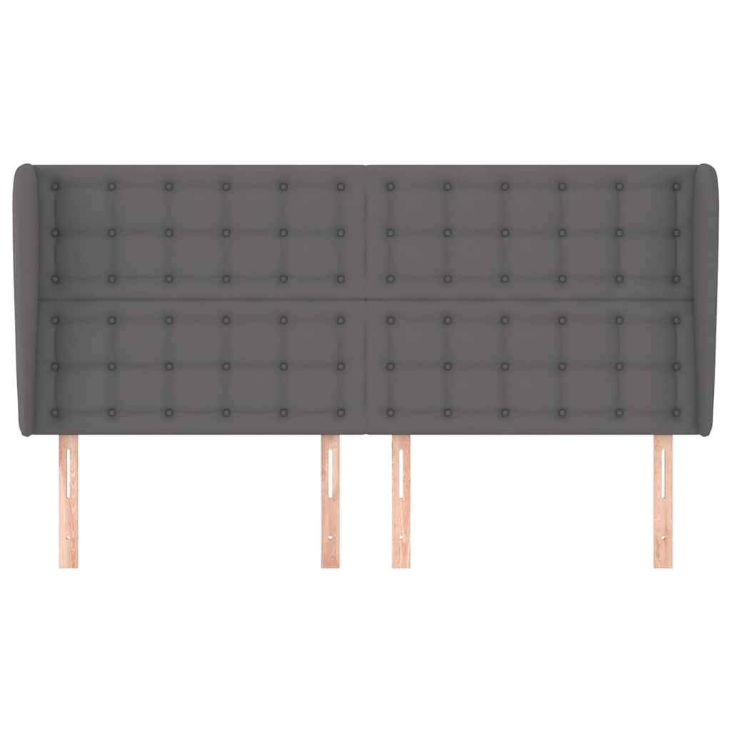 vidaXL Hoofdbord met randen 203x23x118/128 cm kunstleer grijs, foto 2