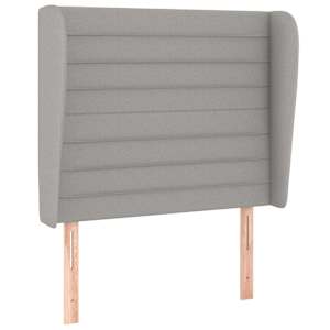 Čelo postele typu ušák světle šedé 83 x 23 x 118/128 cm textil - obrázek 2