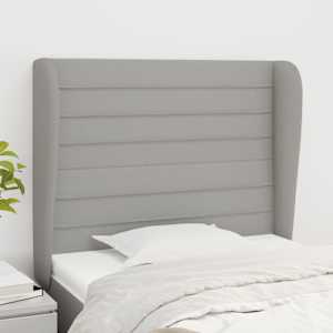 Čelo postele typu ušák světle šedé 83 x 23 x 118/128 cm textil - obrázek 1
