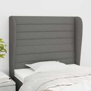 Čelo postele typu ušák tmavě šedé 83 x 23 x 118/128 cm textil - obrázek 1