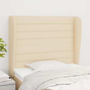 Čelo postele typu ušák krémové 83 x 23 x 118/128 cm textil - obrázek 1