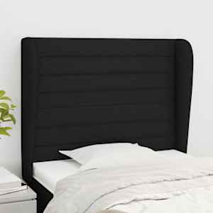 Čelo postele typu ušák černé 93x23x118/128 cm textil - obrázek 1