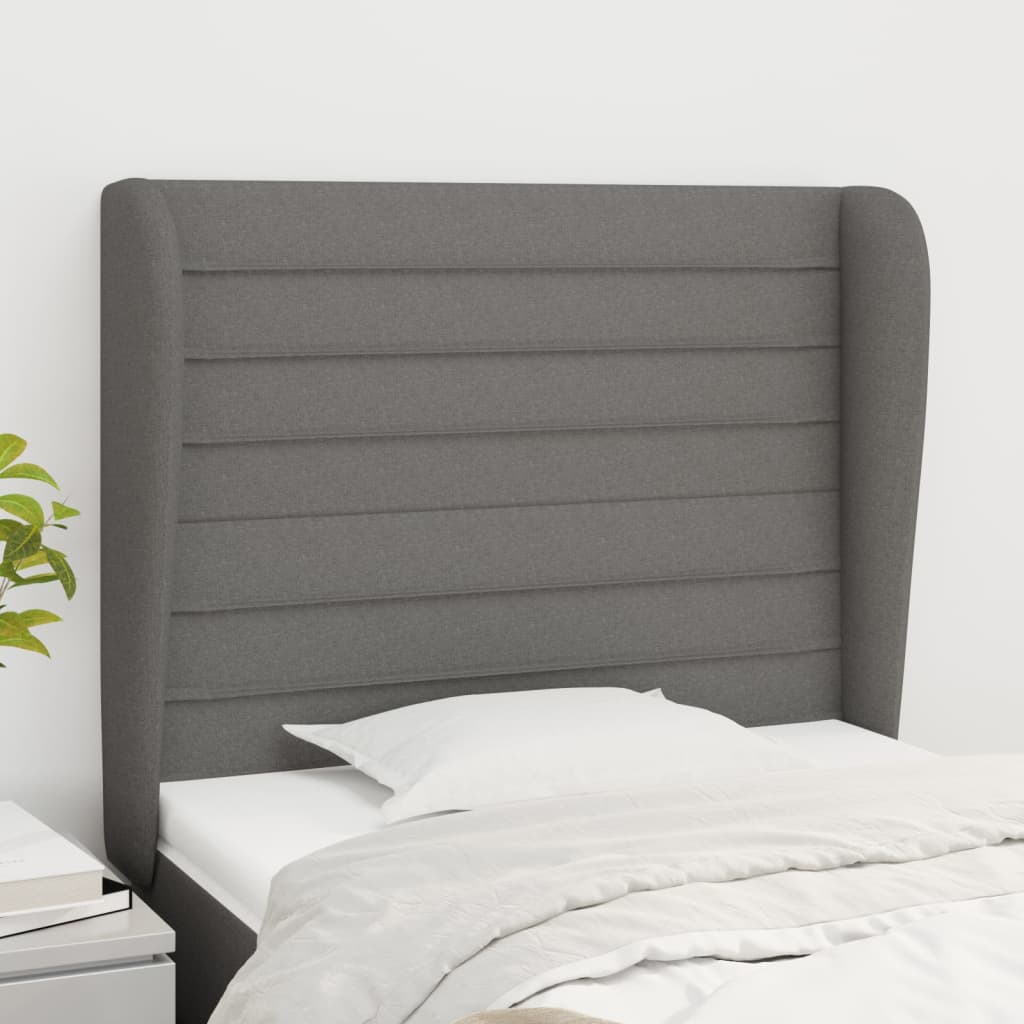 vidaXL Kopfteil mit Ohren Dunkelgrau 103x23x118/128 cm Stoff