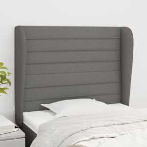 Čelo postele typu ušák tmavě šedé 103x23x118/128 cm textil - obrázek 1