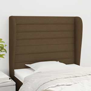 Čelo postele typu ušák tmavě hnědé 103x23x118/128 cm textil - obrázek 1