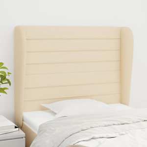 Čelo postele typu ušák krémové 103x23x118/128 cm textil - obrázek 1