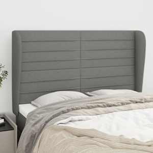Čelo postele typu ušák tmavě šedé 147x23x118/128 cm textil - obrázek 1